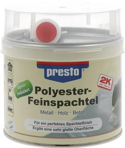 2K-Feinspachtel weiß,Härter rot 1000g Dose PRESTO