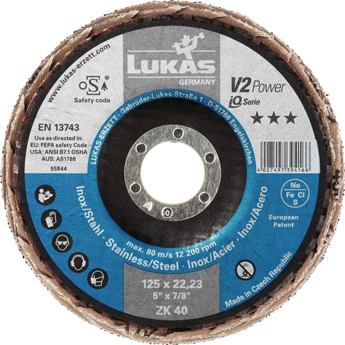Fächerscheibe V2 POWER ZK D.125mm K.40 fl.STA ZK LUKAS