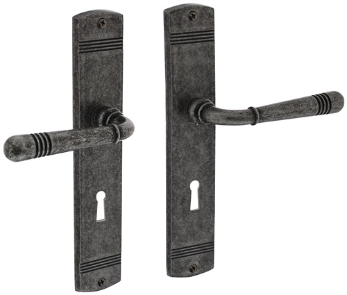Langschildschildgarnitur Helena Zamak F77 Grau BB 72mm DIN L/R INTERSTEEL