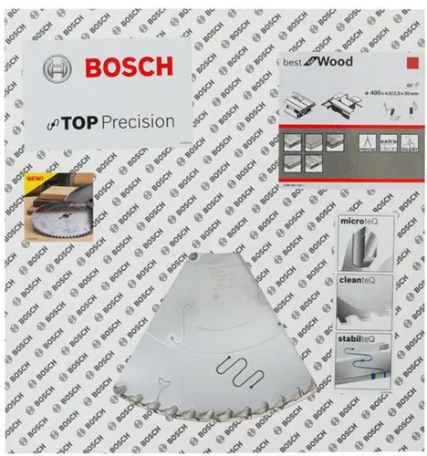 Bosch Kreissägeblatt Top Precision Best for Wood D.400mm Bohrung 30mm 60Zähne WZ