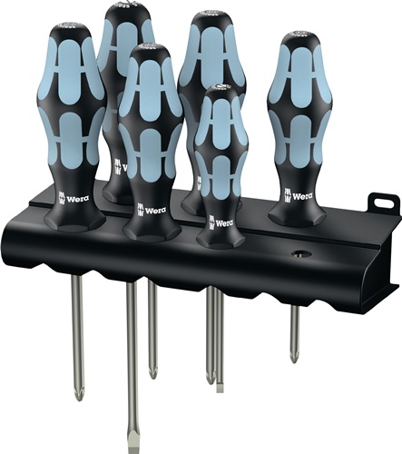 Edelstahlschraubendrehersatz 2224/3350/3355/6 6-tlg.Schlitz/PH/PZD Rundkl.2K