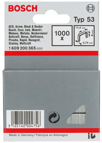 Bosch Feindrahtklammer Typ 53 BxL 11,4x8mm Dicke 0,74mm 1000er Pack