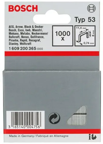 Bosch Feindrahtklammer Typ 53 BxL 11,4x8mm Dicke 0,74mm 1000er Pack