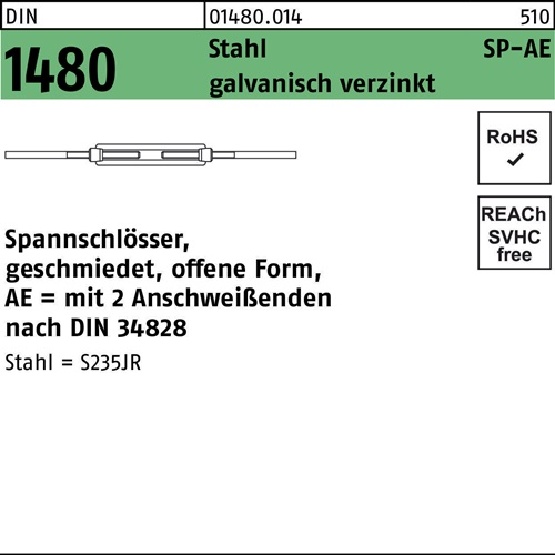 Spannschloss DIN 1480 offen 2Anschweißenden SP-AE M30 Stahl galv.verz. 1St.