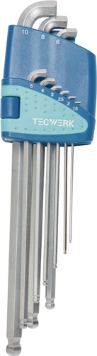 Winkelschraubendrehersatz 9-tlg.Ku.-Halter SW 1,5-10mm kurzer Schenkel TECWERK