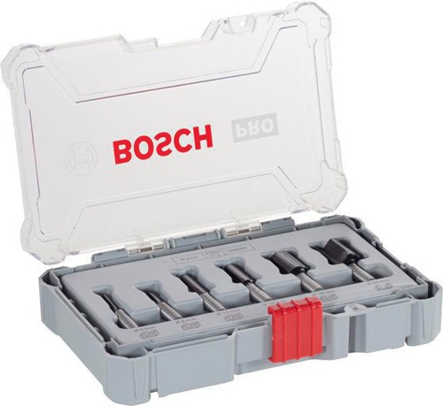 Bosch Nutfräser-Set 6tlg. Arbeits-L.20mm D.6mm L.54mm 8mm Rundschaft Schaft-L.34mm