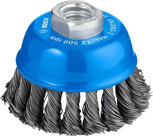 Bosch Topfbürste D.75mm Draht-St.0,5mm Stahl gezopfter Draht M14 max.Drehz.12500 1/min