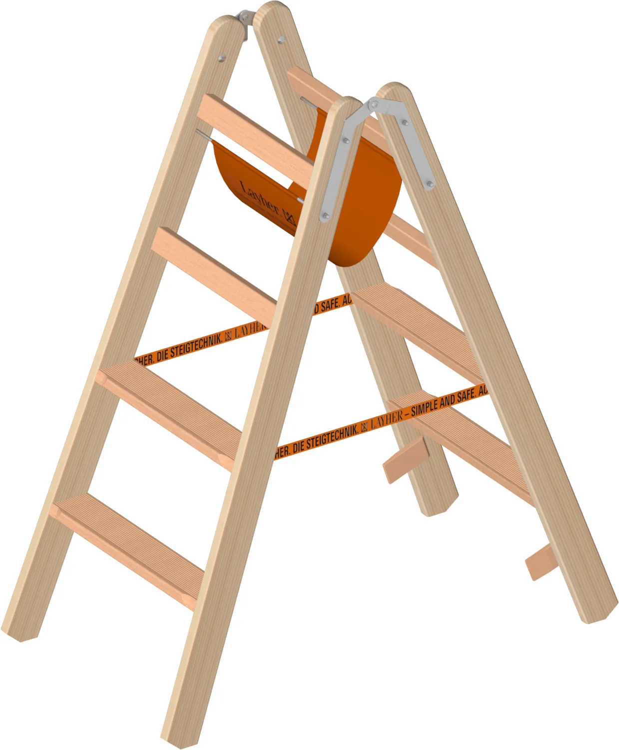 Layher Holzstehleiter mit Stufen 2x4