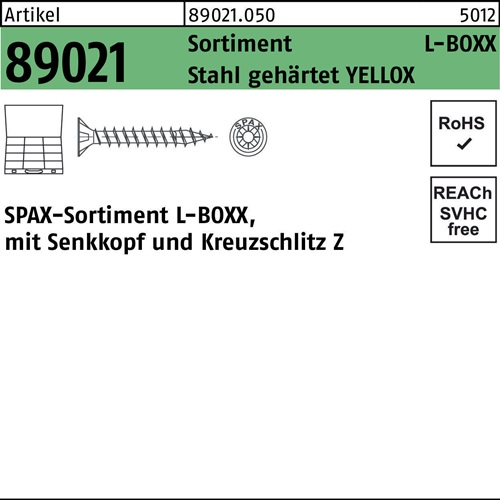 Schraubensortiment R 89021 Montagekoffer L-BOXX YELLOX 1 Stück SPAX