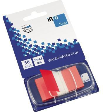Info Haftstreifen Flags 7728-74 25x43mm 50Streifen rot