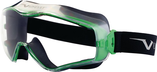 Vollsichtbrille 6x3 EN 166,EN 170 Rahmen gunmetallic/grün,Scheibe klar PC UNIVET