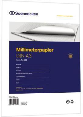 Soennecken Millimeterblock 1233 DIN A3 Bücherpapier 50Blatt rot