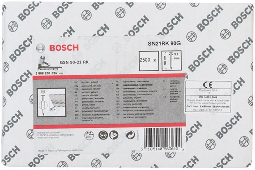 Bosch Rundkopfstreifennagel SN21RK 90G Kopf-D.7mm L.90mm Schaft-D.3,1mm glatt verzinkt