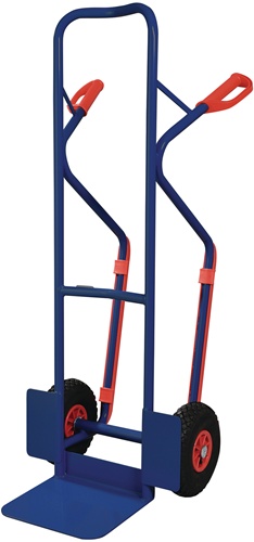 Stapelkarre m.Kufen H.1300mm Schaufel-L250xB320mm Luft-Bereif.Trgf.300kg blau TW