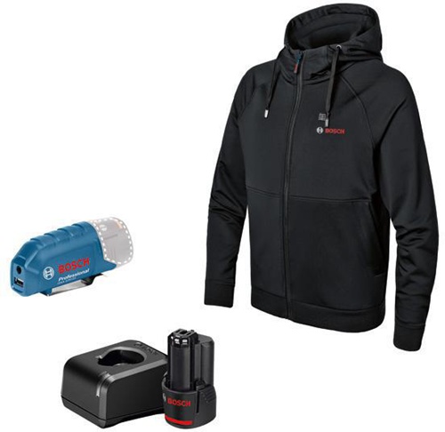Bosch Hoodie GHH 12+18V XA Akku-Spannung 12V Gr.XL schwarz m.Akku/Ladegerät 