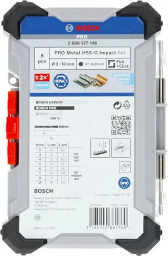 Bosch Bohrer-Set PRO Metal HSS 8tlg. D.2-10mm L.60-133mm HSS-G
