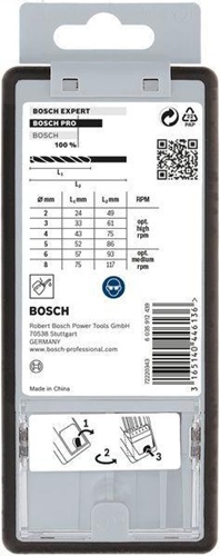 Bosch Metallbohrer-Set PRO Metal HSS-G 6tlg. Arbeits-L.24-75mm D.2-8mm Gr.A