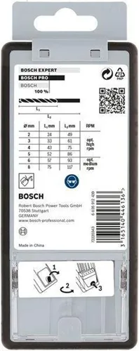 Bosch Metallbohrer-Set PRO Metal HSS-G 6tlg. Arbeits-L.24-75mm D.2-8mm Gr.A