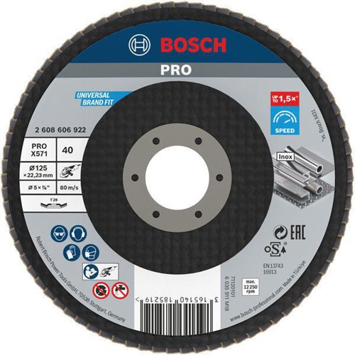 Bosch Fächerschleifscheibe PRO X571 Scheiben-D.125mm Körnung 40 gewinkelt