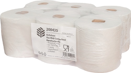 Handtuchrolle ELOclean Eco Midi Centerfeed unperf.,1-lagig weiß 300x190mm