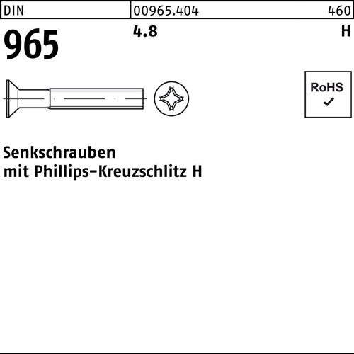 Senkschraube DIN 965 PH M5x 12-H 4.8 1000 Stück