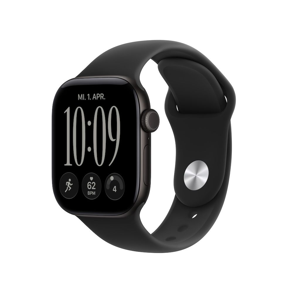 Apple Watch Series 12 Sportarmband, Schwarz, Schwarz, 46mm, GPS, M/L