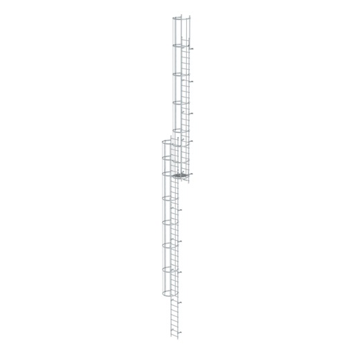 MUNK Mehrzügige Steigleiter mit Rückenschutz (Bau) Aluminium blank 17,16m
