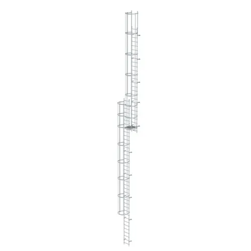 MUNK Mehrzügige Steigleiter mit Rückenschutz (Bau) Aluminium blank 17,16m