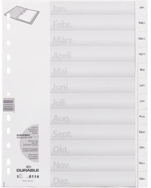DURABLE Ordnerregister 611402 DIN A4 Jan-Dez geprägten Taben ws