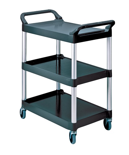 Tischwagen 3 Ladeflächen L560xB450mm schwarz/alusilber Trgf.90kg