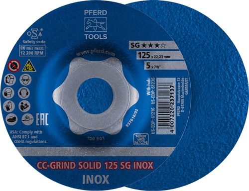 Schleifscheibe CC-GRIND-SOLID SG INOX D125xSmm gekr.INOX PFERD
