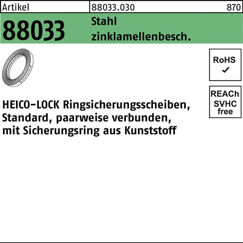 Keilsicherungsscheibe R 88033 HLRS- 8 Stahl flZnnc 200St. HEICO