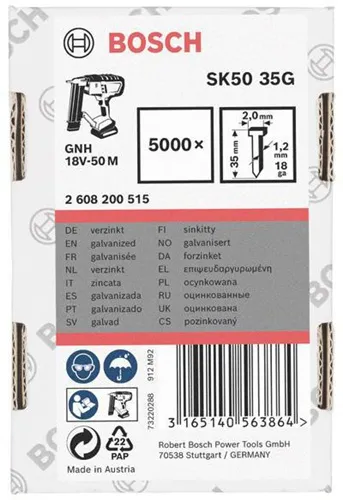 Bosch Senkkopfstift SK50 35G 5000-tlg.LxBxD.35x2x1mm verzinkt Drahtmaß 1,2mm