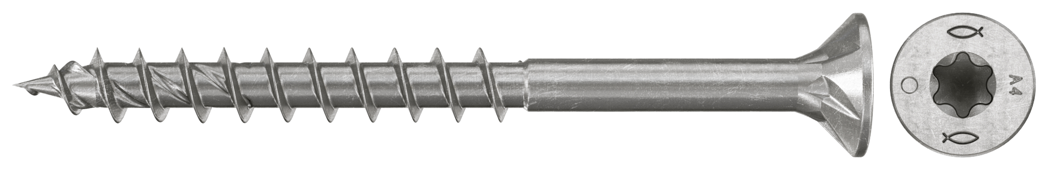 fischer Spanplattenschraube PowerFast FPF II CTP 4,5 x 50 A4 200, Senkkopf, Innenstern TX, Teilgewinde, Edelstahl A4