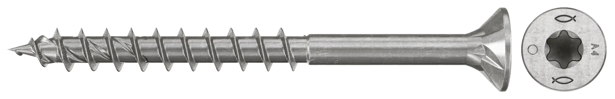 fischer Spanplattenschraube PowerFast FPF II CTP 4,5 x 50 A4 200, Senkkopf, Innenstern TX, Teilgewinde, Edelstahl A4