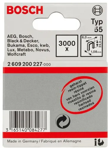 Bosch Schmalrückenklammer Typ 55 B.6mm Dicke 1,08mm L.23mm geharzt 3000er Pack