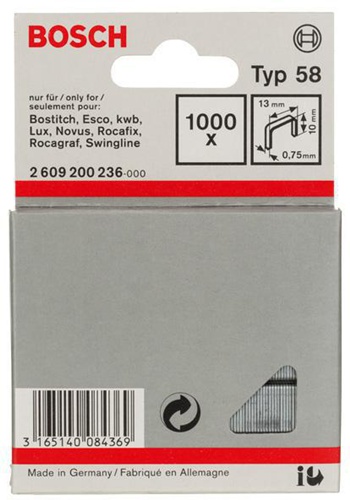 Bosch Feindrahtklammer Typ 58 BxL 13x10mm Dicke 0,75mm 1000er Pack 