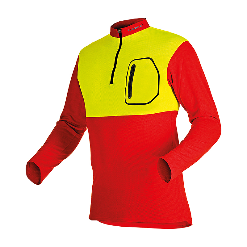 PFANNER Zipp-Neck Shirt langarm rot/neongelb (104060)