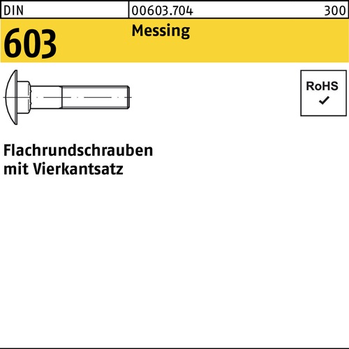 Flachrundschraube DIN 603 Vierkantansatz M8x 70 Messing 50 Stück
