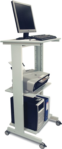 PC-Arbeitstisch lichtgrau, RAL 7035 fahrbar