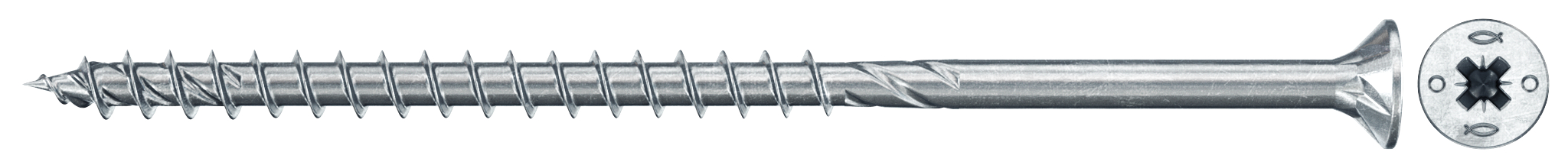 fischer PowerFast FPF II CZP 5,0 x 100 BC 100 Senkkopf mit Kreuzschlitz PZ Teilgewinde galvanisch verzinkt, blau passiviert