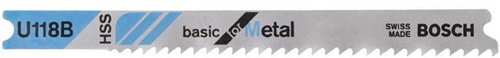 Bosch Stichsägeblatt U 118 B Basic for Metal L.80mm Zahnteilung 1,9-2,3mm HSS 3St.
