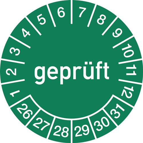 Mehrjahresprüfplakette D.15mm gepr.2026-2031 Folie Btl.a 100 St.