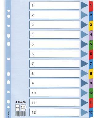Esselte Register 100162 1-12 DIN A4 Mylar weiß