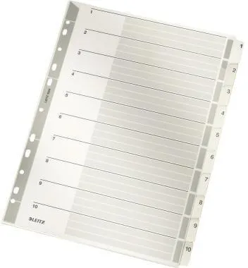 Leitz Register 43240000 DIN A4 1-10 volle Höhe 160g Karton grau