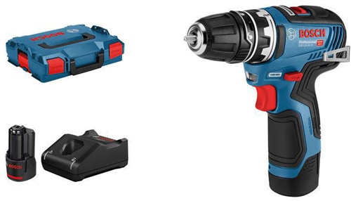 Bosch Akku-Bohrschrauber GSR 12V-35 FC Sp.12V m.2xAkku 3Ah/1 Aufsatz i.L-BOXX 