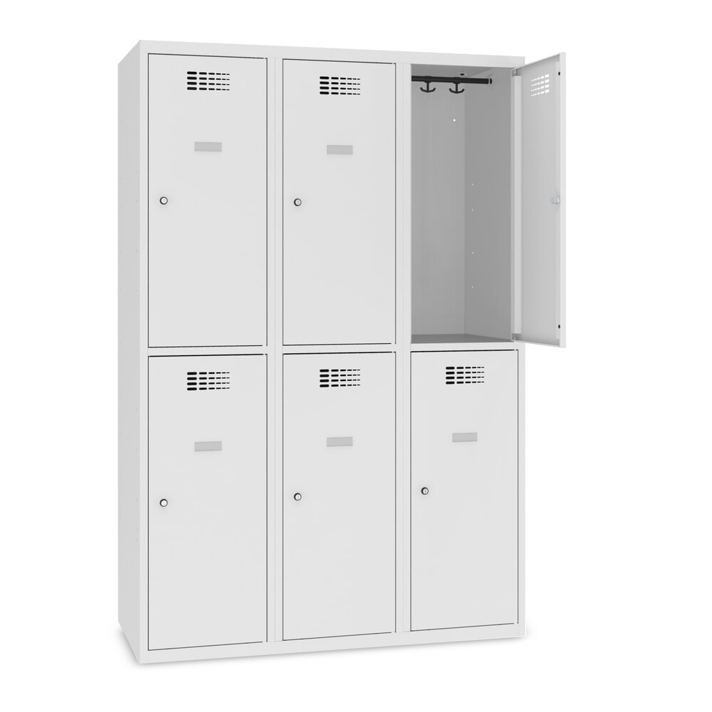 Steinbock® Kleiderspind, bodenstehend, 2-stöckig, 6 Fächer, Drehriegelverschluss