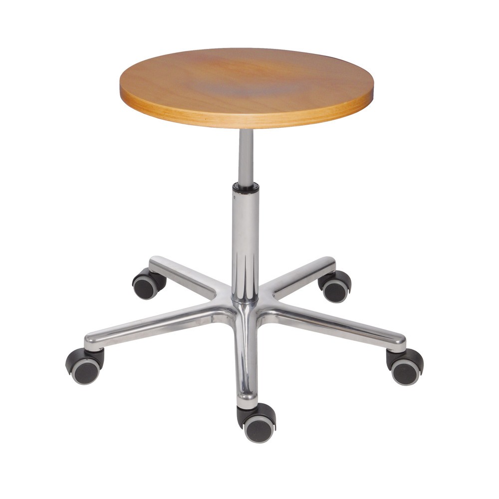 HEMMDAL XXL-Drehhocker, Sitz aus Buche, Sitzhöhe 470-650 mm, Rollen