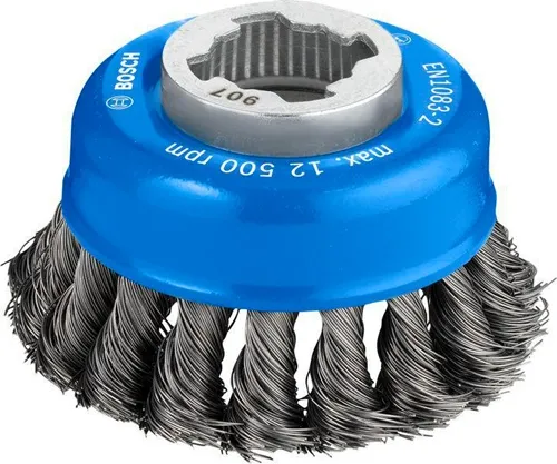 Bosch Topfbürste PRO Metal heavy D.75mm Drahtst.0,35mm gezopft Stahldraht X-LOCK