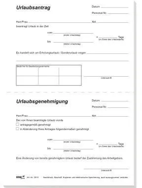 RNK Urlaubsantrag 2915 DIN A5 50Blatt